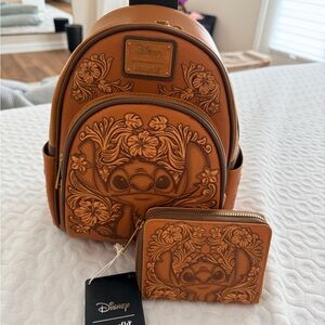 Loungefly Disney Lilo & Stitch Tonal Stitch Carving Backpack and Wallet